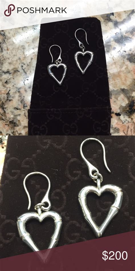 gucci heart earrings black|Gucci bamboo heart earrings.